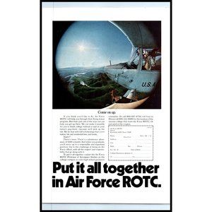 1974 Air Force ROTC Recruiting Vintage Print Ad Come On Up Wall Art Decor Flying